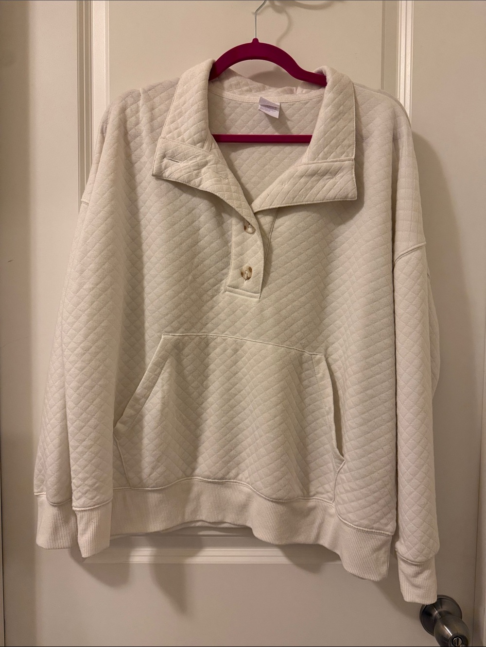 stars above Quilted Button-Front Pullover - Cream